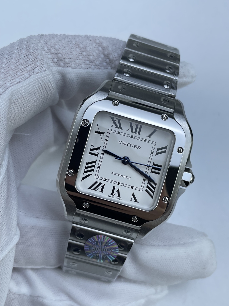 (준비완료/특급배송)NO.2924/BV공장 까르띠에 산토스 2018 미디움 스틸 화이트다이얼 스마트링크 브슬 35MM